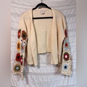 Sincerely Jules granny crochet knit open cardigan